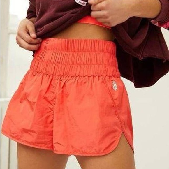 Free People Pants - Free People High-Waist Athletic Shorts - Coral